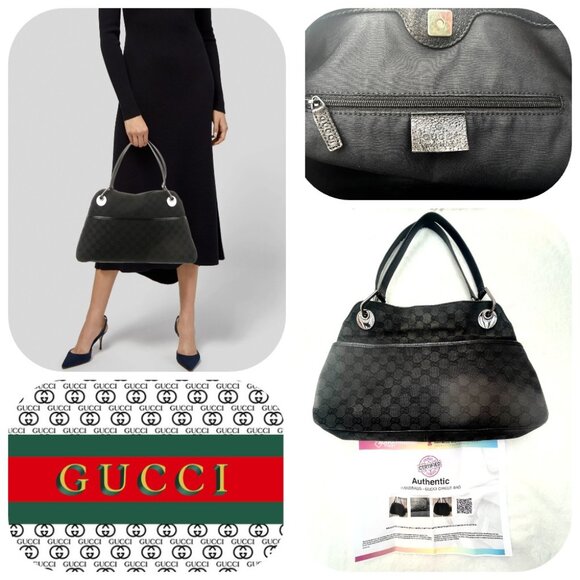 Gucci Eclipse GG Canvas/patent leather Medium Black Tote - Picture 1 of 17